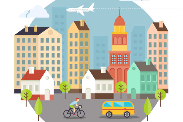 Beautiful Colored Vector City Street Design. Mostly used for Notebooks and Cards