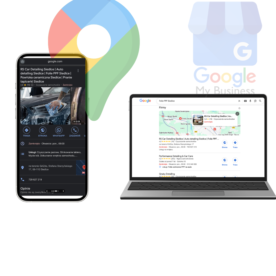 Podgląd profilu Google – mobile