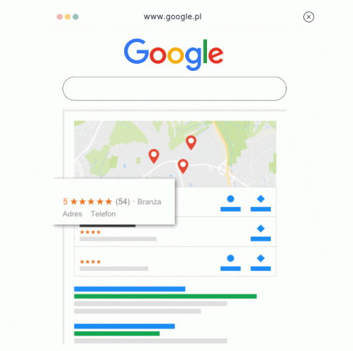 Pozycjonowanie wizytówki Google – przykład efektów w Google Maps